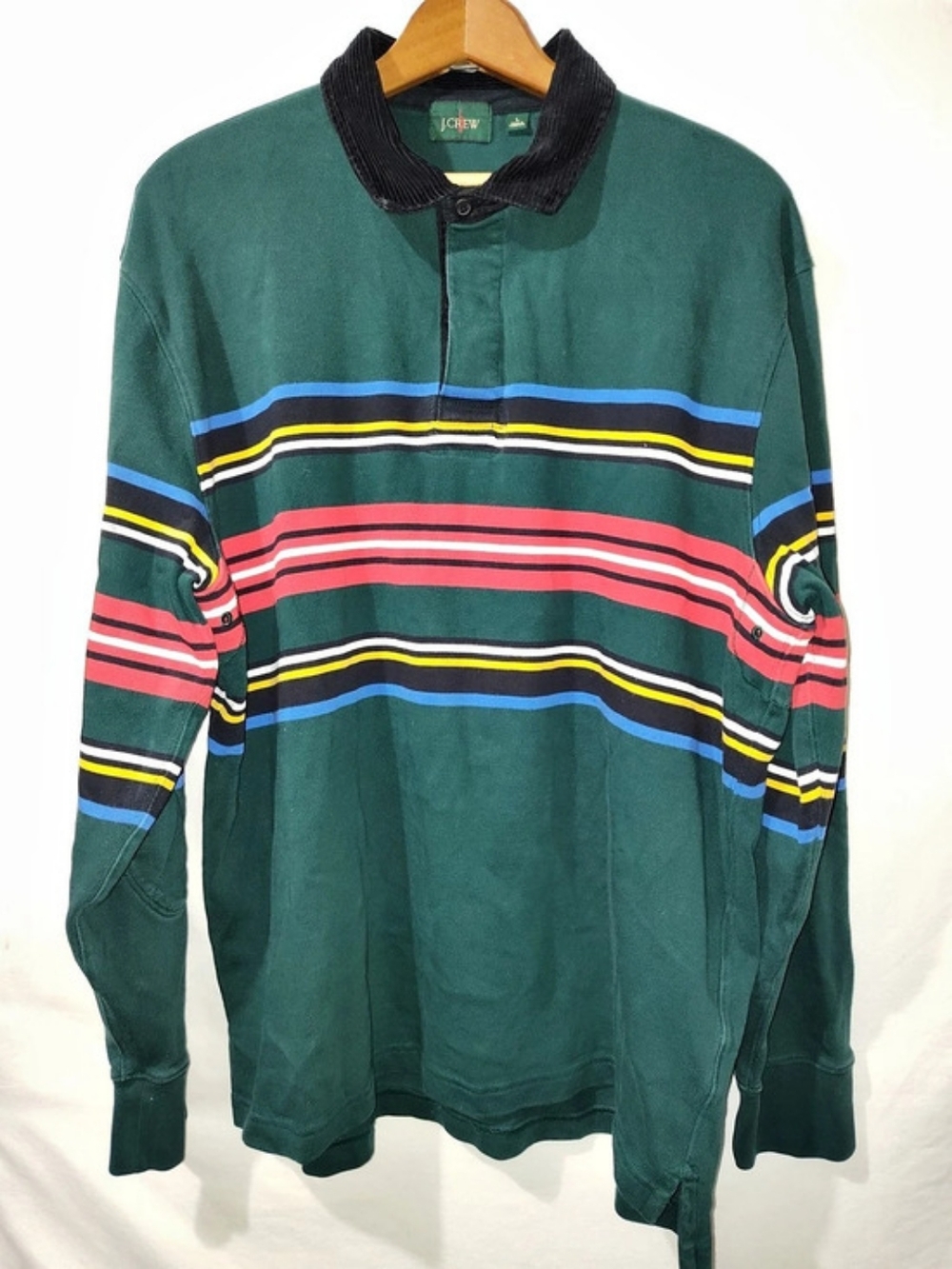J.Crew Striped Rugby Shirt in Green & Red